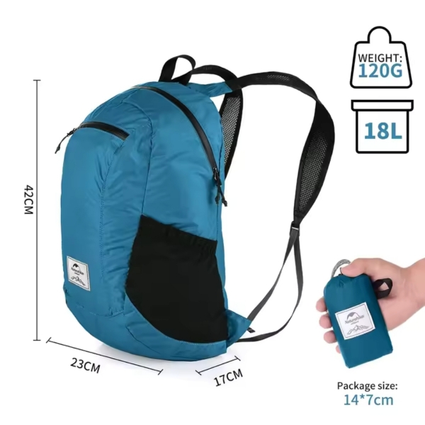 Mochila Dobrável Compacta Daypack - Naturehike 18L - Azul