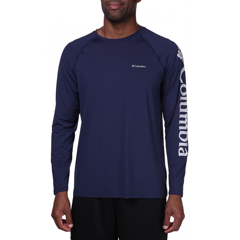 Camiseta Masculina Columbia - Aurora - Manga Longa - Azul-escuro