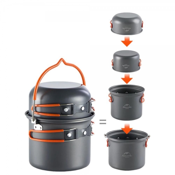 Kit De Panelas Camping Mountain Cook 4 Peças UPDATED - Naturehike