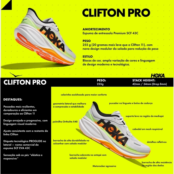 Tênis Hoka Clifton Pro Masculino - Branco