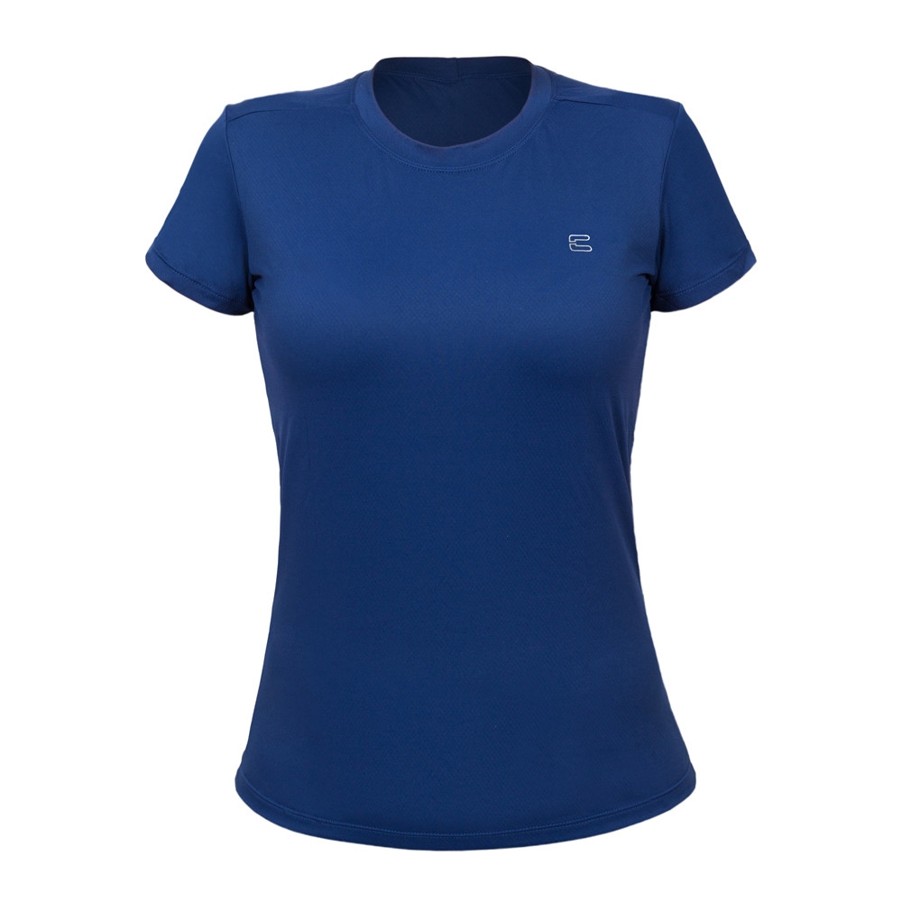 Camiseta Curtlo Feminina Curta - Active Fresh  UV+50 - Azul-marinho