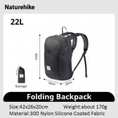 Mochila Dobrável Compacta Daypack - Naturehike 22L - Preto
