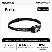 Lanterna de Cabeça Naturehike IP68 300 Lumens - Preto